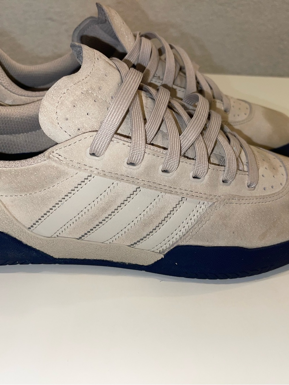 adidas Men’s Light Beige Suede Sneakers with Navy Sole